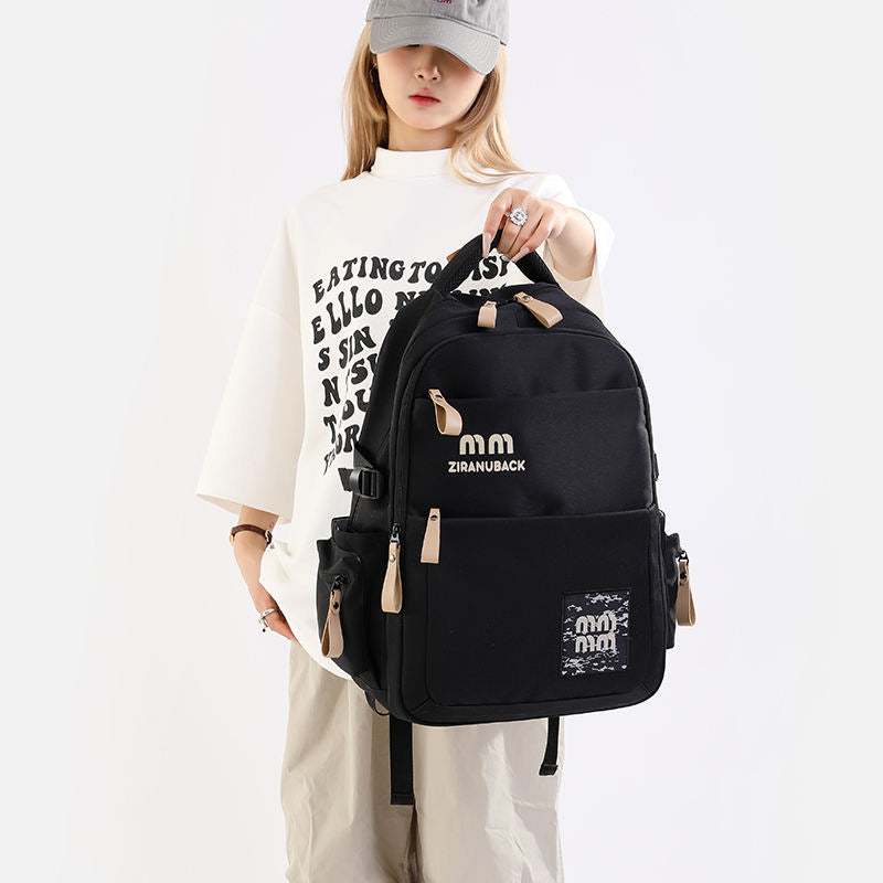 Schoolbags, College ' Cute Large-Capacity Backpacks, Simple Casual Backpacks(Black)-0008