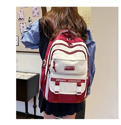 Academy Style School Bag Book Bag Lightweight College Student Backpack(Red)-0015