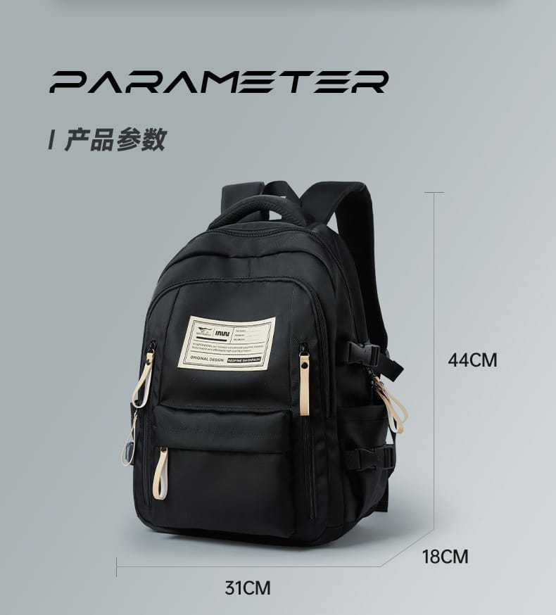 Aesthetic Large Capacity Cute Backpack (Black)-0011