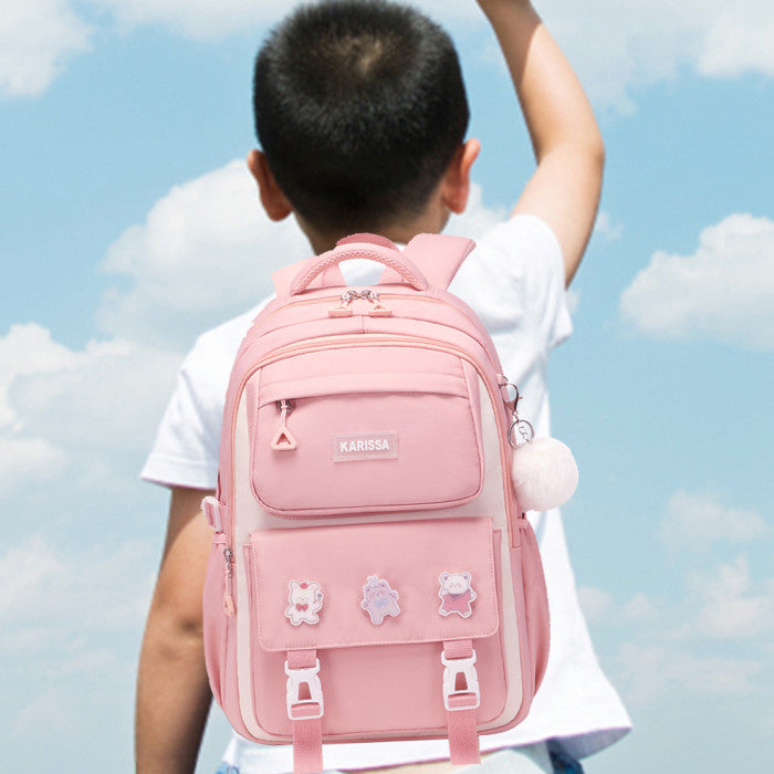 Kids Backpack Children School Bags for Girls Orthopedic Waterproof Primary Schoolbag Book Bag (pink)-0013