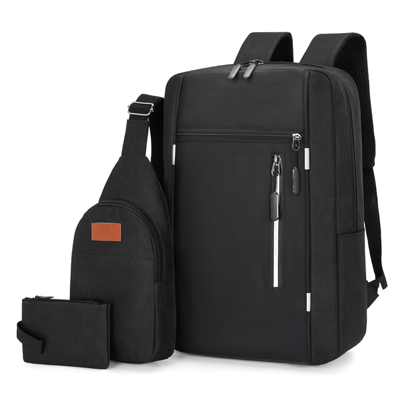 Men's 3pcs Combo Backpack Set – College, Laptop, Computer & Travel Bag (Black)