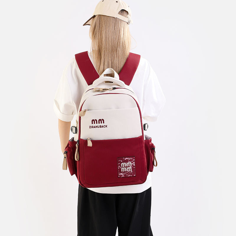 Schoolbags, College Cute Large-Capacity Backpacks, Simple Casual Backpacks(Red)-0009