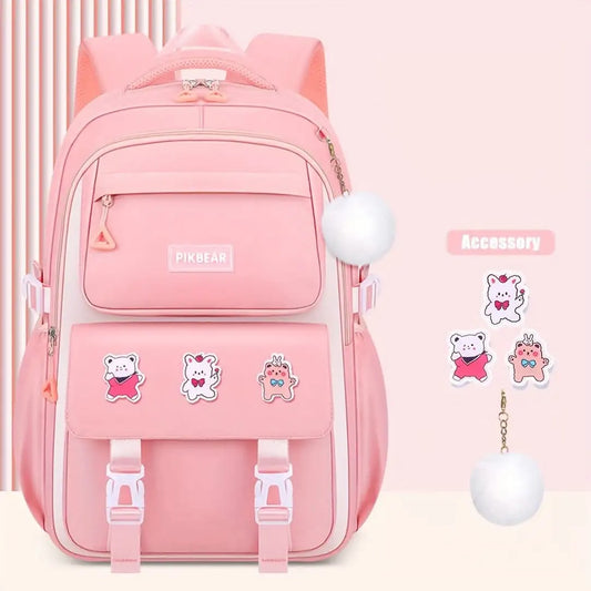 Kids Backpack Children School Bags for Girls Orthopedic Waterproof Primary Schoolbag Book Bag (pink)-0013