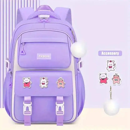 Kids Backpack Children School Bags Waterproof Primary Schoolbag Book Bag (purple)-0012