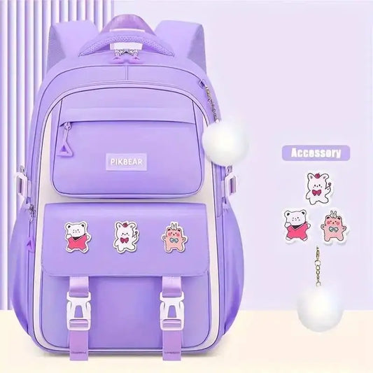 Kids Backpack Children School Bags Waterproof Primary Schoolbag Book Bag (purple)-0012