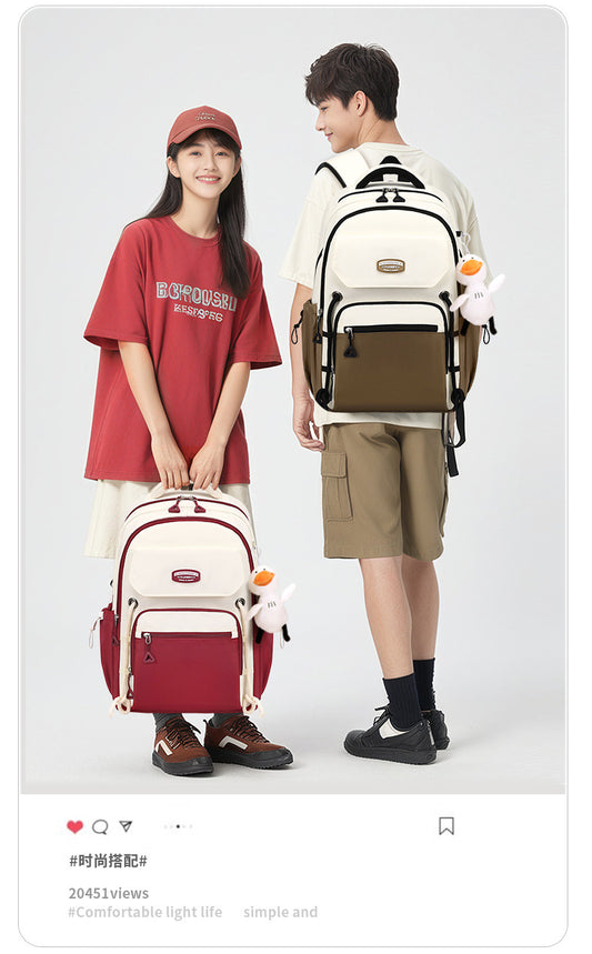 Middle School, High School, and College Students' Schoolbags Stain-Resistant Backpacks (Red)-0004