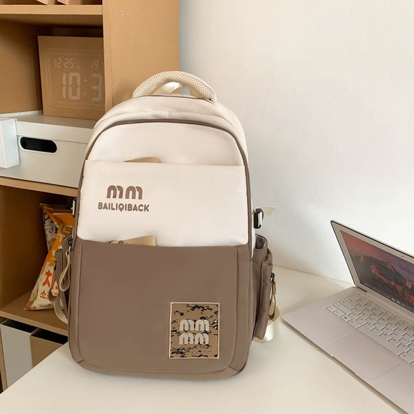 Schoolbags, College ' Cute Large-Capacity Backpacks, Simple Casual Backpacks(khaki )-0006