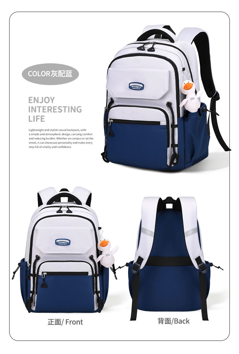 Middle School, High School, and College Students' Schoolbags Stain-Resistant Backpacks (Blue)-0005