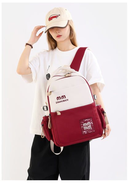 Schoolbags, College Cute Large-Capacity Backpacks, Simple Casual Backpacks(Red)-0009