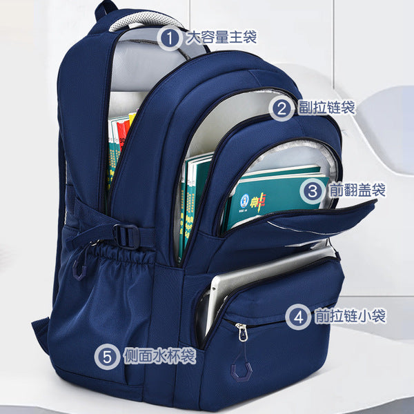 Middle School, High School, and College Students' Schoolbags Stain-Resistant Backpacks (Royel Blue)-0001