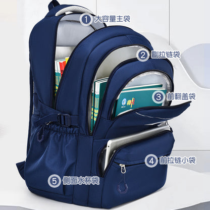 Middle School, High School, and College Students' Schoolbags Stain-Resistant Backpacks (Royel Blue)-0001