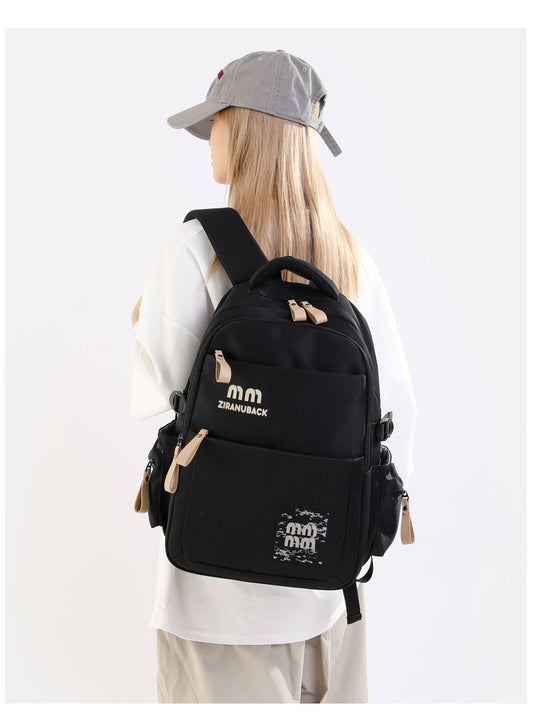 Schoolbags, College ' Cute Large-Capacity Backpacks, Simple Casual Backpacks(Black)-0008