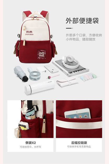 Schoolbags, College Cute Large-Capacity Backpacks, Simple Casual Backpacks(Red)-0009