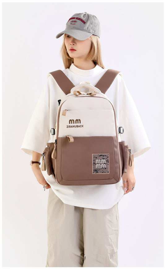 Schoolbags, College ' Cute Large-Capacity Backpacks, Simple Casual Backpacks(khaki )-0006