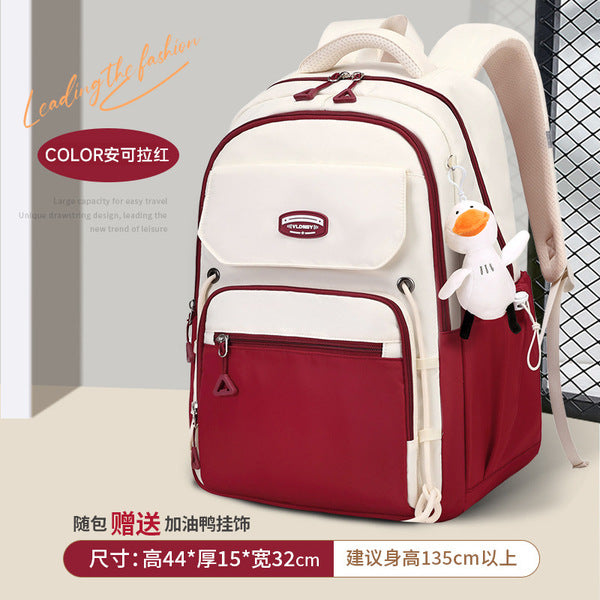 Middle School, High School, and College Students' Schoolbags Stain-Resistant Backpacks (Red)-0004