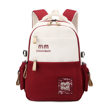 Schoolbags, College Cute Large-Capacity Backpacks, Simple Casual Backpacks(Red)-0009