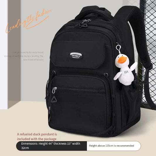 Middle School, High School, and College Students' Schoolbags Stain-Resistant Backpacks (Black)-0002