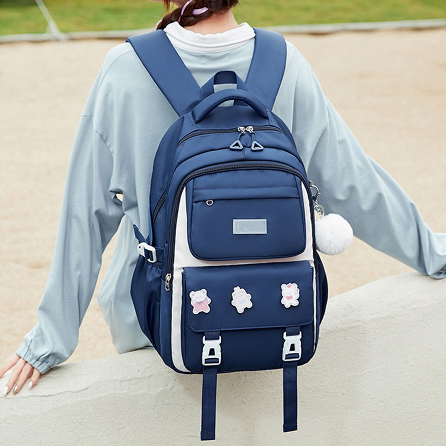 Kids Backpack Children School Bags for Girls Orthopedic Waterproof Primary Schoolbag Book Bag (blue)-0018