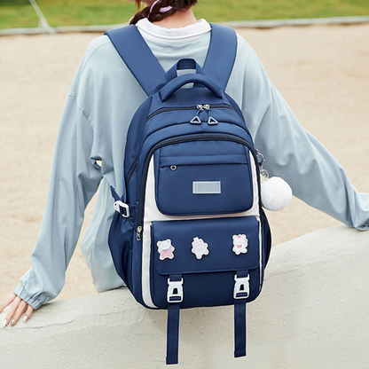 Kids Backpack Children School Bags for Girls Orthopedic Waterproof Primary Schoolbag Book Bag (blue)-0018