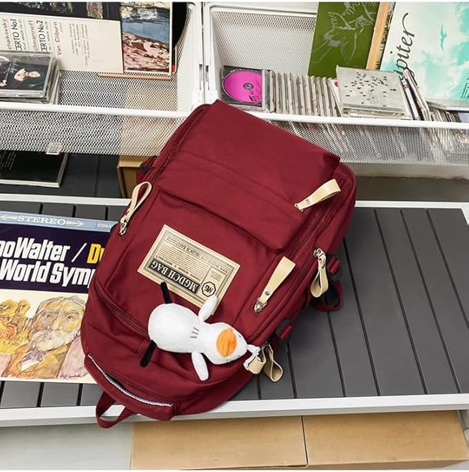Aesthetic Large Capacity Cute Backpack (RED)-0010