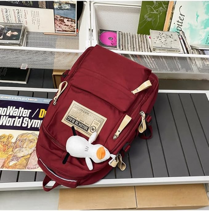 Aesthetic Large Capacity Cute Backpack (RED)-0010