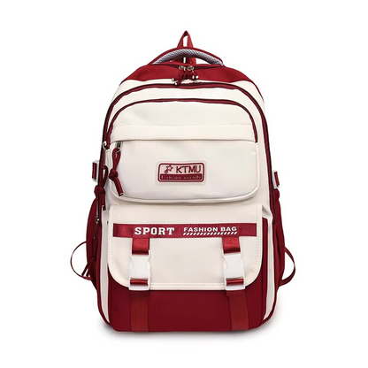 Academy Style School Bag Book Bag Lightweight College Student Backpack(Red)-0015