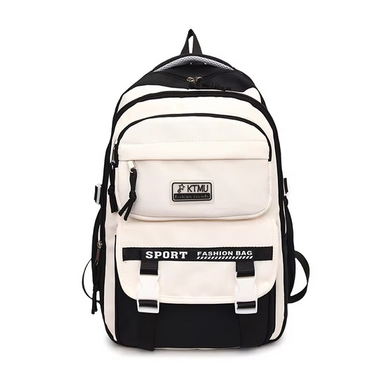 Academy Style School Bag Book Bag Lightweight College Student Backpack(Black)-0016