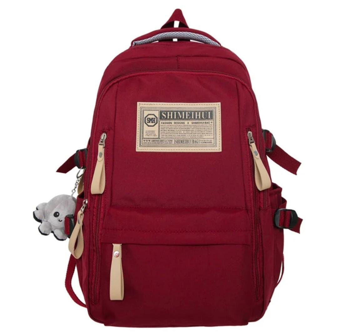 Aesthetic Large Capacity Cute Backpack (RED)-0010