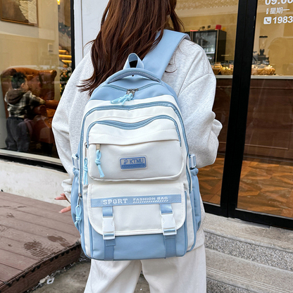 Academy Style School Bag Book Bag Lightweight College Student Backpack(blue)-0014