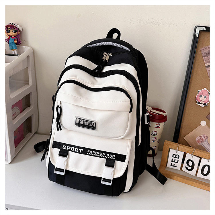 Academy Style School Bag Book Bag Lightweight College Student Backpack(Black)-0016