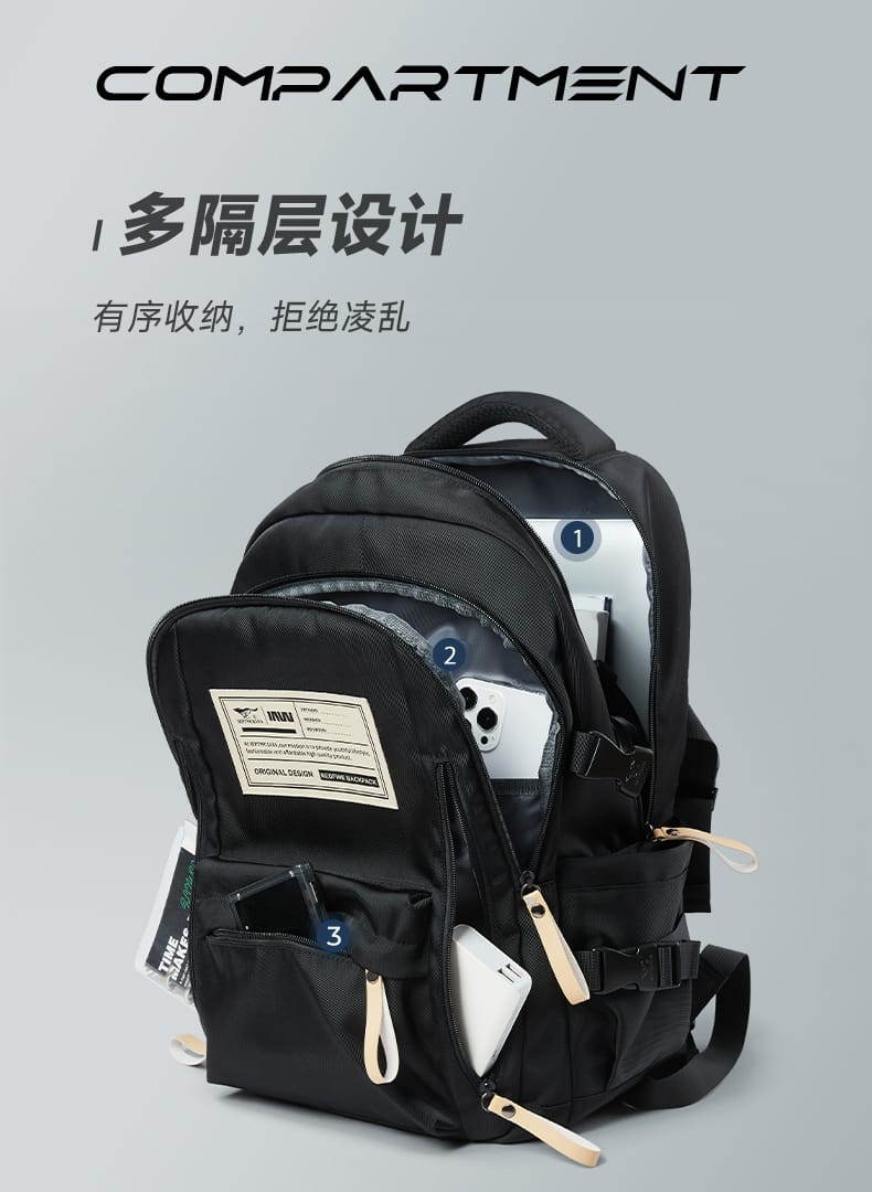 Aesthetic Large Capacity Cute Backpack (Black)-0011