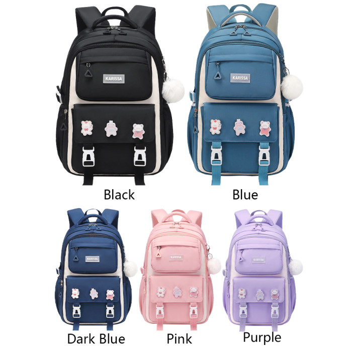 Kids Backpack Children School Bags Waterproof Primary Schoolbag Book Bag (black)-0017