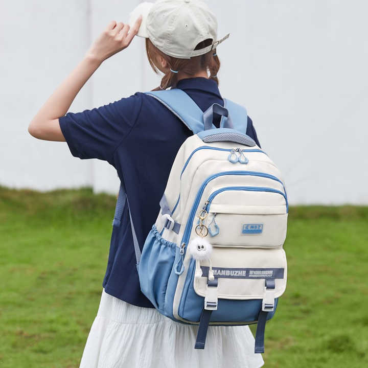 Academy Style School Bag Book Bag Lightweight College Student Backpack(blue)-0014