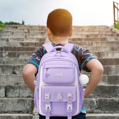 Kids Backpack Children School Bags Waterproof Primary Schoolbag Book Bag (purple)-0012