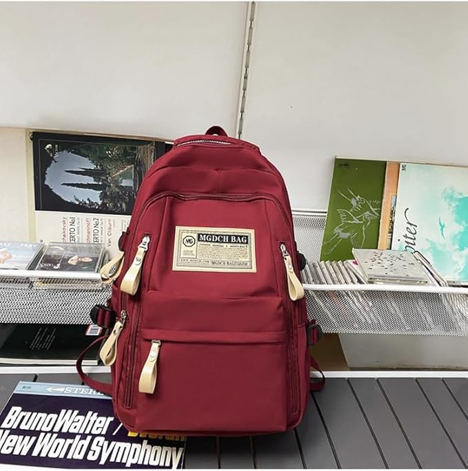 Aesthetic Large Capacity Cute Backpack (RED)-0010