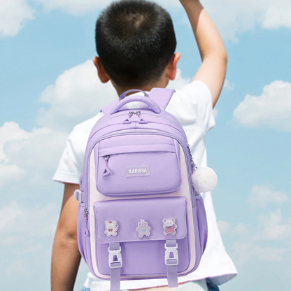 Kids Backpack Children School Bags Waterproof Primary Schoolbag Book Bag (purple)-0012