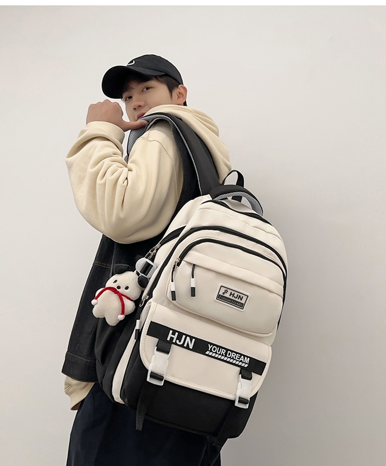 Academy Style School Bag Book Bag Lightweight College Student Backpack(Black)-0016