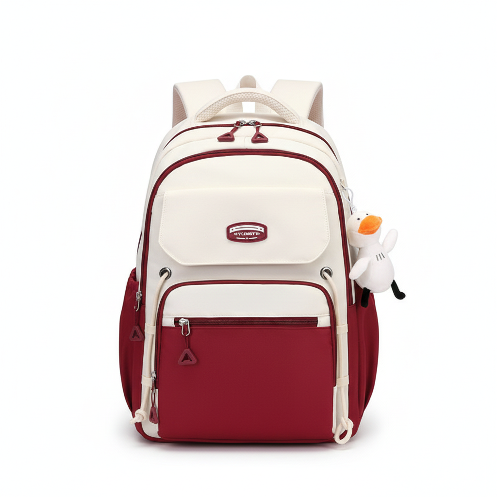 Middle School, High School, and College Students' Schoolbags Stain-Resistant Backpacks (Red)-0004